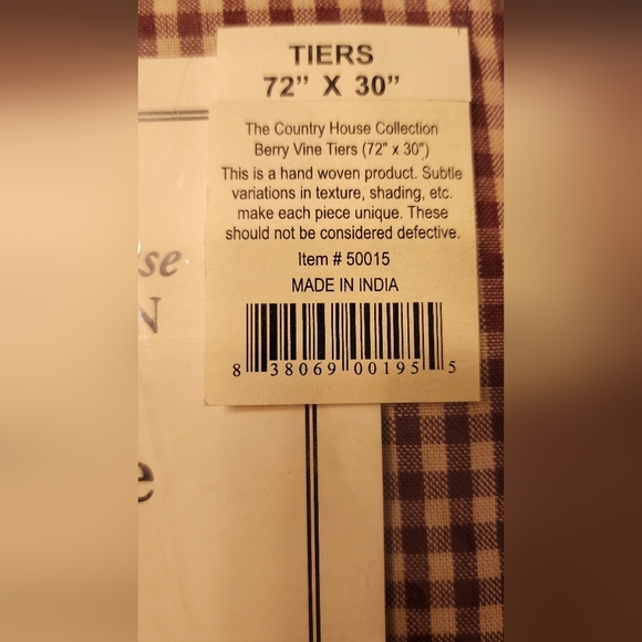 Charming Burgundy Checkered Curtain Tiers - Picture 4 of 4